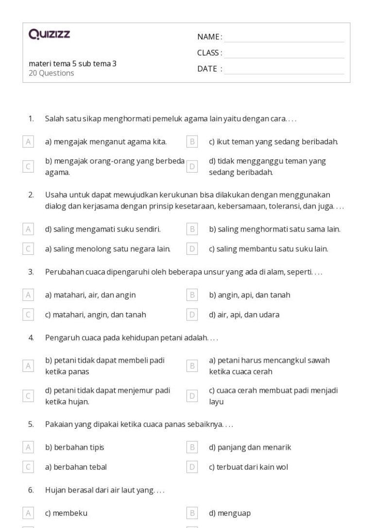 Akhirnya Terungkap! Contoh Soal Kelas 3 Tema 5 Subtema 3 dan Pembahasan Terlengkap 2026