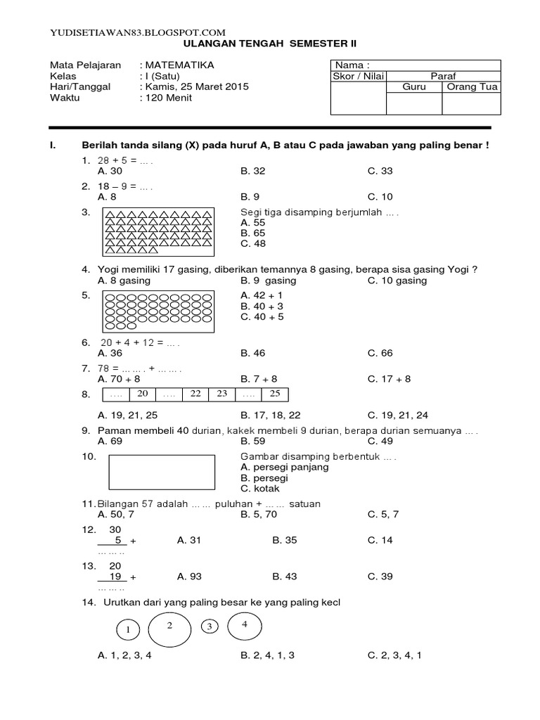 Rahasia Nilai Matematika Meroket: 7 Soal Kelas 1 Matematika Semester 2 Wajib Latihan